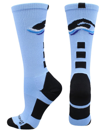 MadSportsStuff socks Columbia Blue/Black / Large Swimmer Logo Athletic Crew Socks