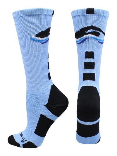 MadSportsStuff socks Columbia Blue/Black / Large Swimmer Logo Athletic Crew Socks