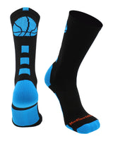 MadSportsStuff socks Columbia Blue / Large Basketball Logo Athletic Crew Socks (Made in USA)