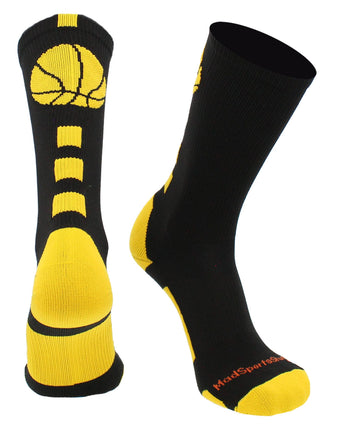 MadSportsStuff socks Columbia Blue / Large Basketball Logo Athletic Crew Socks (Made in USA)