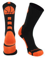 MadSportsStuff socks Columbia Blue / Large Basketball Logo Athletic Crew Socks (Made in USA)