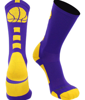 MadSportsStuff socks Columbia Blue / Large Basketball Logo Athletic Crew Socks (Made in USA)
