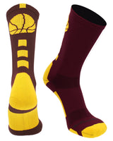 MadSportsStuff socks Columbia Blue / Large Basketball Logo Athletic Crew Socks (Made in USA)