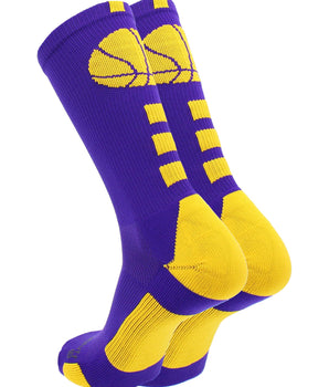 MadSportsStuff socks Columbia Blue / Large Basketball Logo Athletic Crew Socks (Made in USA)