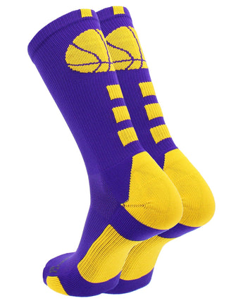 MadSportsStuff socks Columbia Blue / Large Basketball Logo Athletic Crew Socks (Made in USA)