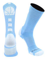 MadSportsStuff socks Columbia Blue / Large Basketball Logo Athletic Crew Socks (Made in USA)