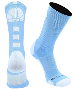MadSportsStuff socks Columbia Blue / Large Basketball Logo Athletic Crew Socks (Made in USA)