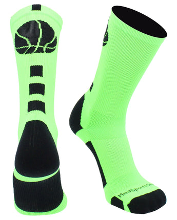 MadSportsStuff socks Columbia Blue / Large Basketball Logo Athletic Crew Socks (Made in USA)