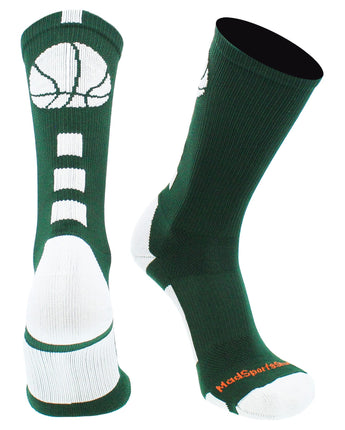 MadSportsStuff socks Columbia Blue / Large Basketball Logo Athletic Crew Socks (Made in USA)