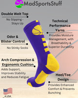 MadSportsStuff socks Columbia Blue / Large Basketball Logo Athletic Crew Socks (Made in USA)