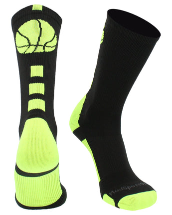 MadSportsStuff socks Columbia Blue / Large Basketball Logo Athletic Crew Socks (Made in USA)