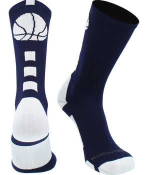 MadSportsStuff socks Columbia Blue / Large Basketball Logo Athletic Crew Socks (Made in USA)