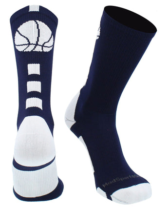 MadSportsStuff socks Columbia Blue / Large Basketball Logo Athletic Crew Socks (Made in USA)