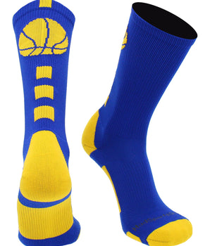 MadSportsStuff socks Columbia Blue / Large Basketball Logo Athletic Crew Socks (Made in USA)