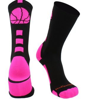 MadSportsStuff socks Columbia Blue / Large Basketball Logo Athletic Crew Socks (Made in USA)