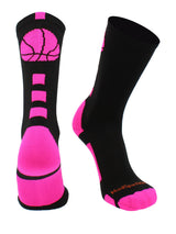 MadSportsStuff socks Columbia Blue / Large Basketball Logo Athletic Crew Socks (Made in USA)