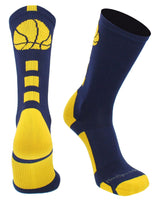 MadSportsStuff socks Columbia Blue / Large Basketball Logo Athletic Crew Socks (Made in USA)