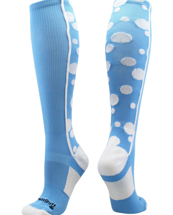 MadSportsStuff socks Columbia Blue/White / Large Crazy Socks with Dots Over the Calf Socks Multi Colors