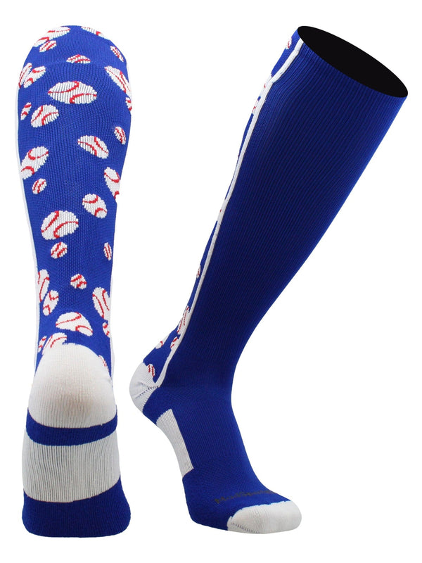 MadSportsStuff socks Crazy Baseball Socks with Baseballs over the calf