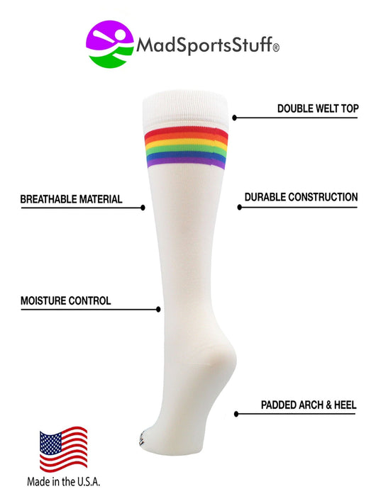MadSportsStuff socks Crazy Retro Rainbow Socks with Stripes For Soccer Softball