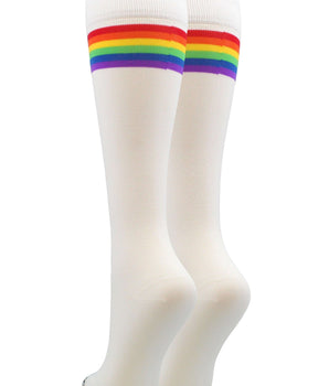 MadSportsStuff socks Crazy Retro Rainbow Socks with Stripes For Soccer Softball