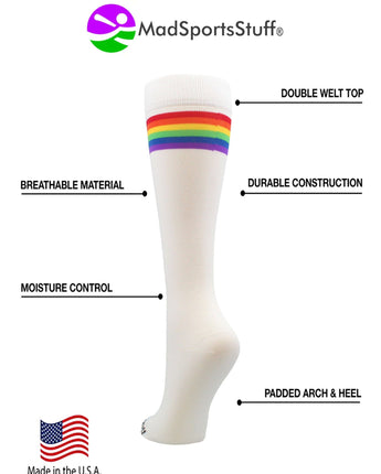 MadSportsStuff socks Crazy Retro Rainbow Socks with Stripes For Soccer Softball