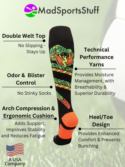 MadSportsStuff socks Crazy Snake Over the Calf Athletic Socks
