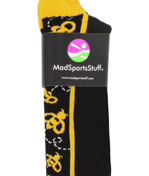 MadSportsStuff socks Crazy Socks with Bumble Bees Over the Calf