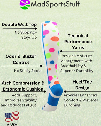 MadSportsStuff socks Crazy Socks with Dots Over the Calf Socks Multi Colors