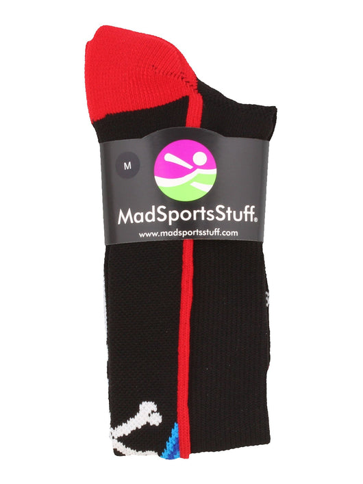 MadSportsStuff socks Crazy Socks with Laser Skull and Crossbones Over the Calf Socks