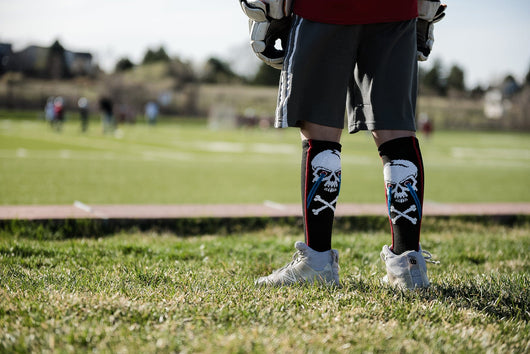 MadSportsStuff socks Crazy Socks with Laser Skull and Crossbones Over the Calf Socks