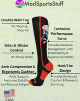 MadSportsStuff socks Crazy Socks with Laser Skull and Crossbones Over the Calf Socks