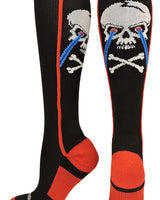 MadSportsStuff socks Crazy Socks with Laser Skull and Crossbones Over the Calf Socks