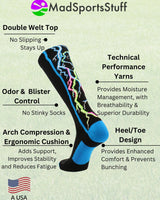 MadSportsStuff socks Crazy Socks with Lightning Bolts Electric Storm Over the Calf
