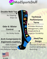 MadSportsStuff socks Crazy Socks with Stars Over the Calf Socks (multiple colors)