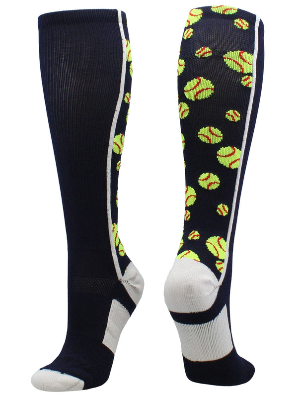 MadSportsStuff socks Crazy Softball Socks with Softballs over the calf (multiple colors)