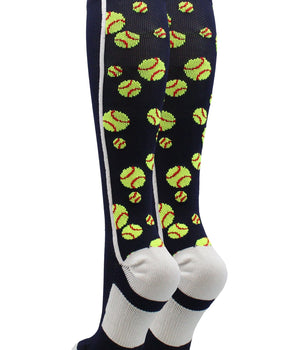 MadSportsStuff socks Crazy Softball Socks with Softballs over the calf (multiple colors)