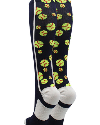 MadSportsStuff socks Crazy Softball Socks with Softballs over the calf (multiple colors)