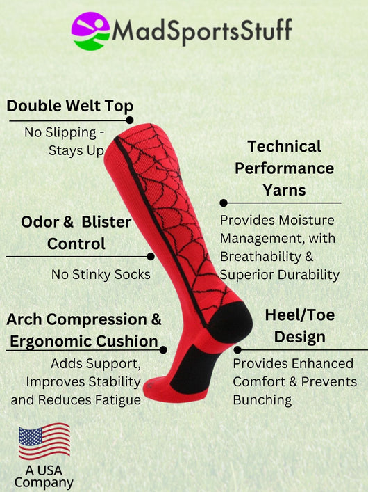 MadSportsStuff socks Crazy Spider Web Over the Calf Athletic Socks