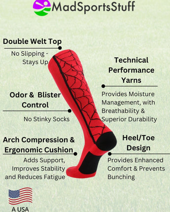 MadSportsStuff socks Crazy Spider Web Over the Calf Athletic Socks