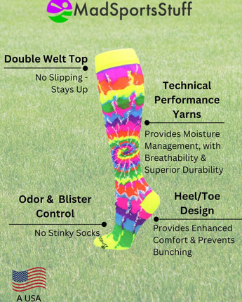 MadSportsStuff socks Crazy Tie Dye Socks Over the Calf