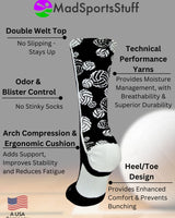 MadSportsStuff socks Crazy Volleyball Logo Crew Socks (multiple colors)