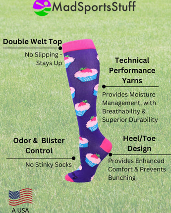 MadSportsStuff socks Cupcake Socks Over the Calf Length