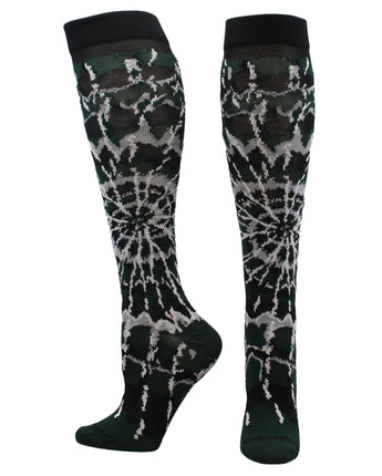 MadSportsStuff socks Dark Green/Black/White / Medium Crazy Tie Dye Socks Over the Calf