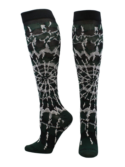 MadSportsStuff socks Dark Green/Black/White / Medium Crazy Tie Dye Socks Over the Calf