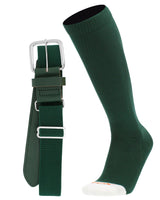 MadSportsStuff socks Dark Green / Medium Pro Line Baseball Socks and Belt Combo Youth and Adult