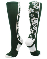 MadSportsStuff socks Dark Green/White / Large Crazy Socks with Paws Over the Calf (multiple colors)