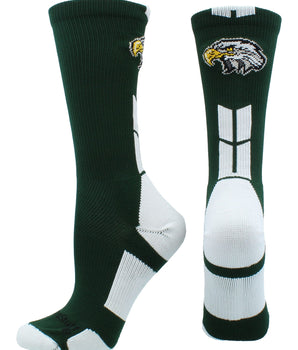 MadSportsStuff socks Dark Green/White / Large Eagles Logo Athletic Crew Socks (multiple colors)