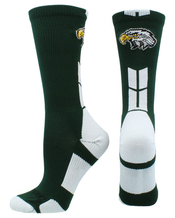 MadSportsStuff socks Dark Green/White / Large Eagles Logo Athletic Crew Socks (multiple colors)