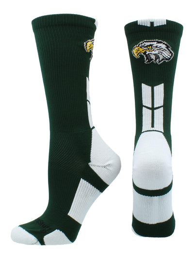 MadSportsStuff socks Dark Green/White / Large Eagles Logo Athletic Crew Socks (multiple colors)